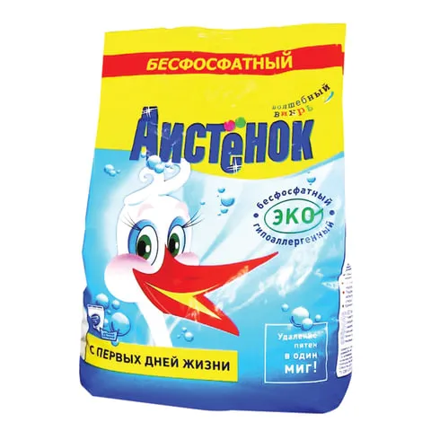 Стиральный порошок для всех типов стирки 2,4 кг, АИСТЁНОК "Волшебный вихрь", бесфосфатный, 430101001