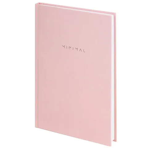 Блокнот А5 134х206 мм, 80 л., твёрдый, клетка, BRAUBERG "Minimal", розовый, 116441