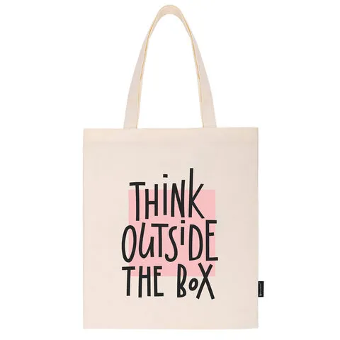 Сумка-шоппер BRAUBERG, канвас, 40х35 см, бежевый, Think outside the box, 271898