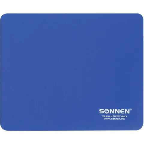 Коврик для мыши SONNEN "BLUE", резина + ткань, 220х180х3 мм, 513308