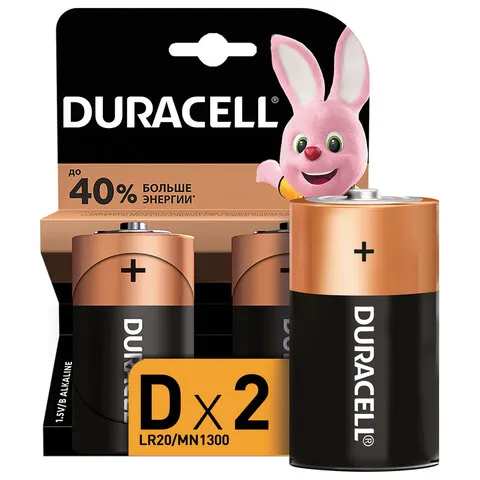 Батарейки DURACELL Basic, D (LR20, 13А), 1шт, алкалиновые, MN 1300D LR20