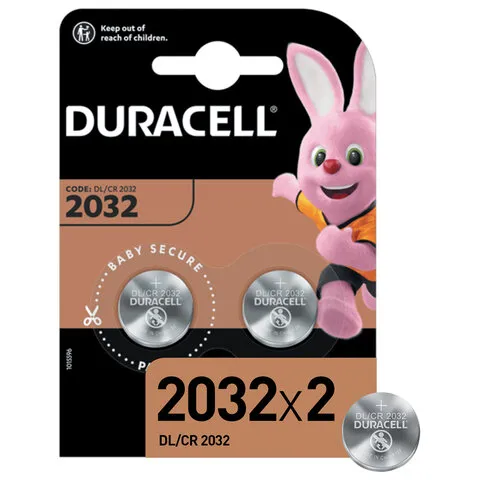 Батарейки DURACELL Lithium, CR2032, литиевые, набор 2 шт., в блистере