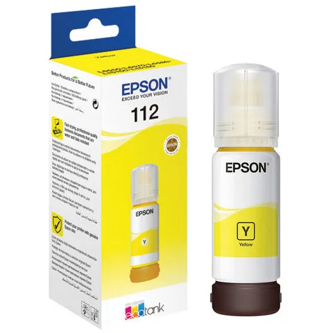 Чернила EPSON 112 (C13T06C44A) для СНПЧ EPSON L11160 /L15150 /L15160 /L6550/L6570, желтые, ОРИГИНАЛЬ