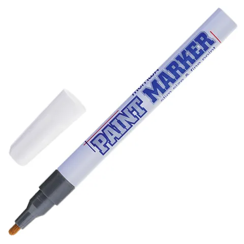 Маркер-краска лаковый (paint marker) MUNHWA "Slim", 2 мм, СЕРЕБРЯНЫЙ, нитро-основа, алюминиевый корп