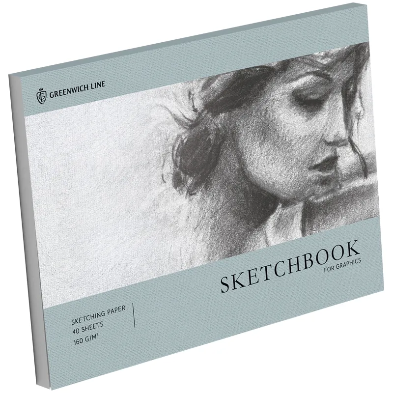 Скетчбук для графики и эскизов 40л., А4 Greenwich Line "Graphics. Graceful girl", на склейке, 160г/м
