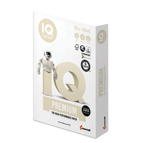 Бумага офисная IQ PREMIUM БОЛЬШОЙ ФОРМАТ (297х420 мм), А3, 80 г/м2, 500 л., марка А+, Австрия, белиз