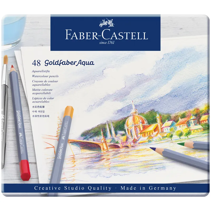 Карандаши акварельные художественные Faber-Castell "Goldfaber Aqua", 48цв., метал. коробка