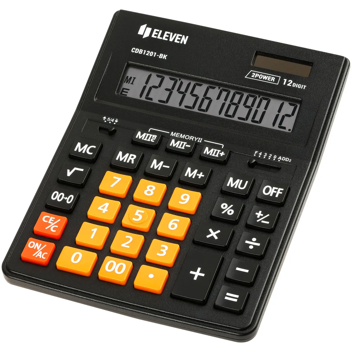 Калькулятор настольный Eleven Business Line CDB1201-BK/OR, 12 разрядов, двойное питание, 155*205*35м
