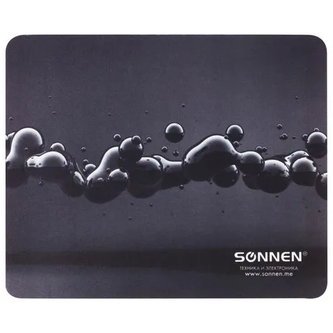 Коврик для мыши SONNEN "DROPS", резина + ткань, 220х180х3 мм, 513290