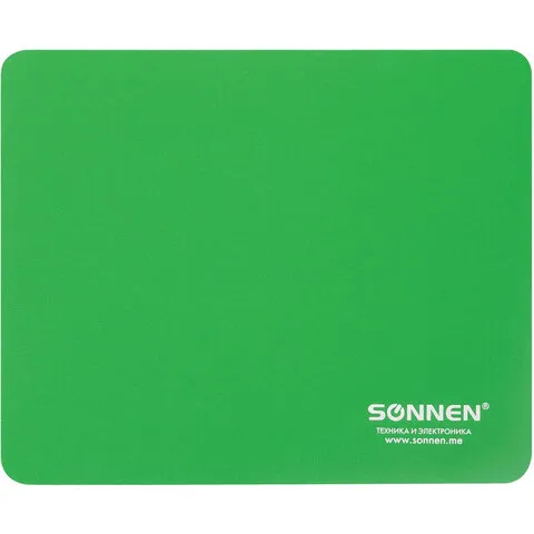 Коврик для мыши SONNEN "GREEN", резина + ткань, 220х180х3 мм, 513305