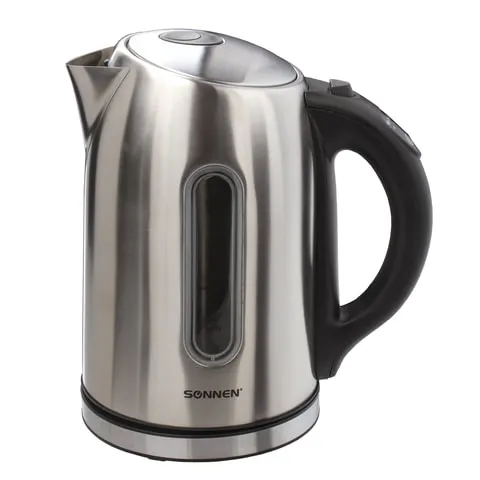 Чайник SONNEN KT-1740, 1,7 л, 2200 Вт, закрытый нагревательный элемент, терморегулятор, нержавеющая 