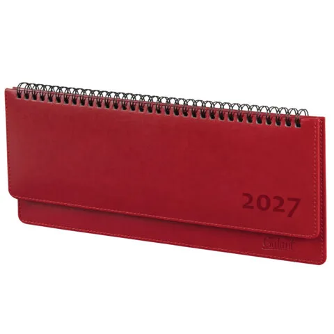 Планинг датированный 2027, 305х140 мм, GALANT "Ritter" красный, под кожу,118207