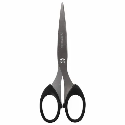 Ножницы BRAUBERG "Classic", 160 мм, классической формы, чёрные, 2-х сторонняя заточка, 230933
