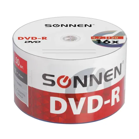 Диски DVD-R SONNEN 4,7 Gb 16x Bulk, набор 50 шт., 512574
