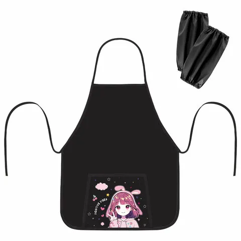 Фартук с нарукавниками для уроков труда ПИФАГОР, 1 карман, 46х54 см, "Anime girl", 273624