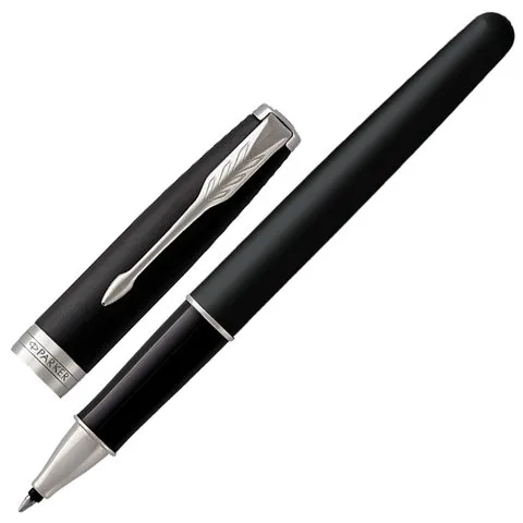 Ручка-роллер PARKER "Sonnet Core Matt Black CT", корпус черный матовый лак, палладиевые детали, черн