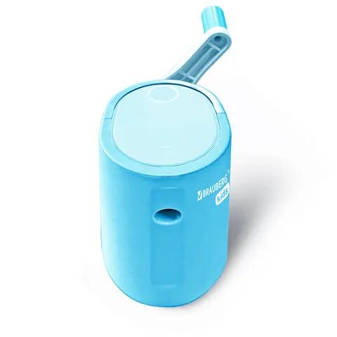 Точилка механическая BRAUBERG KIDS, для простых и цветных карандашей, корпус голубой, крепление к ст