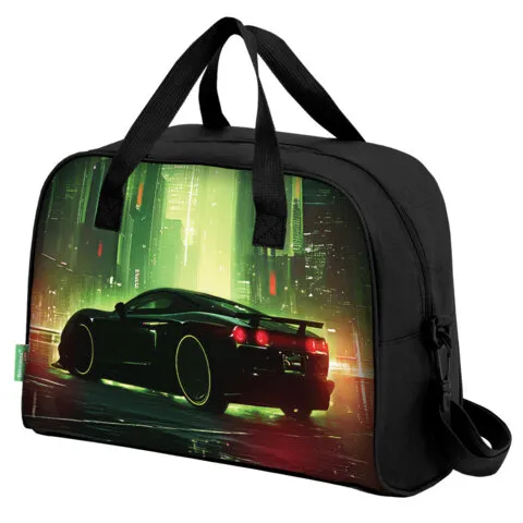 Сумка для занятий с плечевым ремнем, подкладкой BRAUBERG KIDS с ручками, 35x25x15 см, "Green city",
