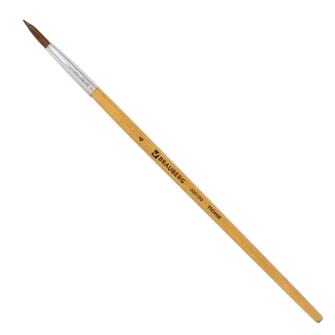 Кисть BRAUBERG, из ворса пони, круглая, № 4, 200190