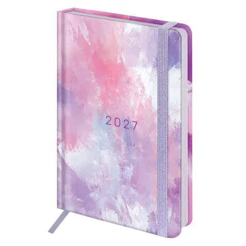 Ежедневник датированный 2027, А5, 145х203 мм, BRAUBERG "Pastel", твердый, с резинкой, 117832