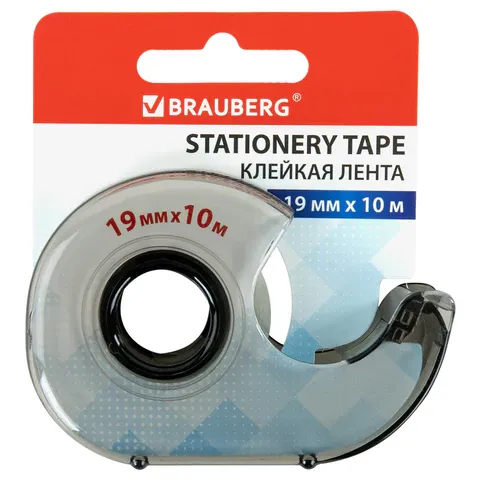 Клейкая лента 19 мм х 10 м в диспенсере (тонированный серый), BRAUBERG, 227265
