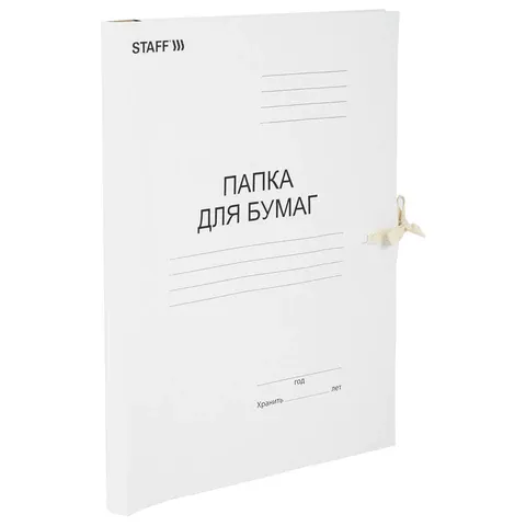 Папка для бумаг с завязками картонная STAFF, гарантированная плотность 220 г/м2, до 200 л., 126525