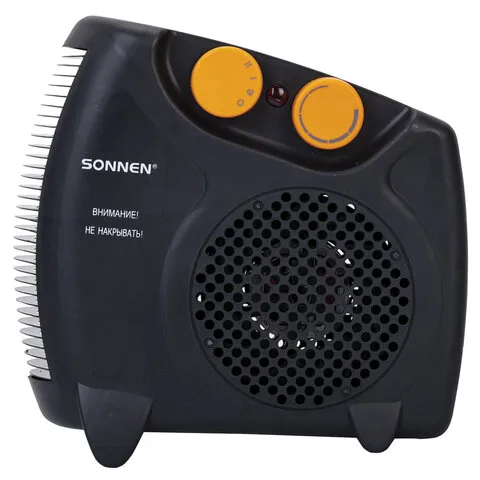 Тепловентилятор SONNEN FH06, 1000/2000 Вт, 2 режима нагрева, режим вентиляции, черный/оранжевый, 457