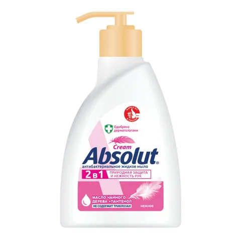 Мыло жидкое антибактериальное 250 мл ABSOLUT (Абсолют) "Нежное", дозатор, не содержит триклозан, 506