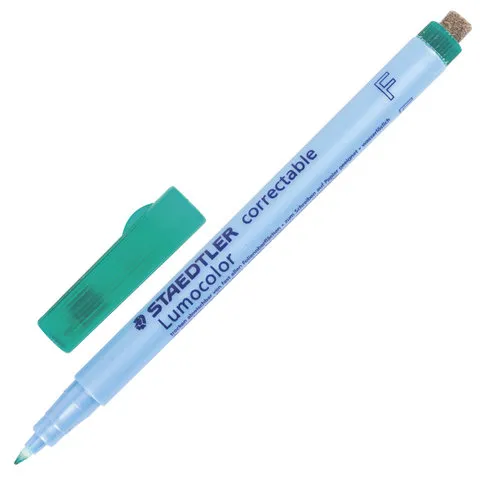 Маркер универсальный для любой гладкой поверхности со стирателем STAEDTLER (Германия), ЗЕЛЕНЫЙ, 0,6 