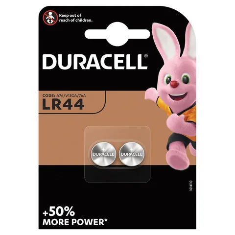 Батарейки DURACELL, LR44 (V13GA, 76A), алкалиновые, набор 2 шт., в блистере, 81488664