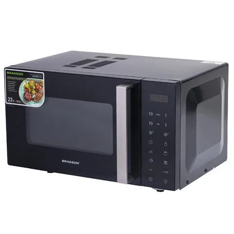 Микроволновая печь без поворотного стола BRASSON MW2390D-11GP, ГРИЛЬ, 9 ПРОГРАММ, 23 л, 900 Вт, сенс