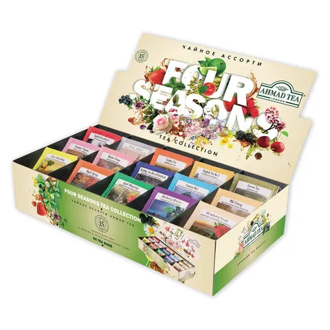 Чай AHMAD (Ахмад) "Four Season’s", 90 пакетиков в конвертах по 1,8 г, 15 вкусов, N060S