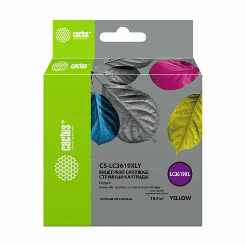 Картридж струйный CACTUS (CS-LC3619XLY) для Brother MFC-J2330DW/J3530DW/J3930D, желтый, ресурс 1500 