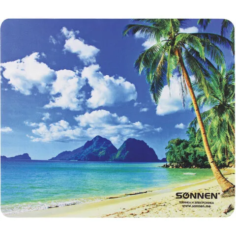 Коврик для мыши SONNEN "BEACH", резина + ткань, 260х220х3 мм, 513294