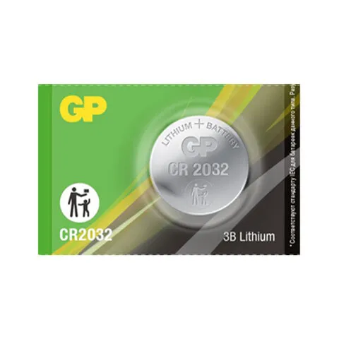 Батарейка GP Lithium, CR2032, литиевая, 1 шт., в блистере (отрывной блок), CR2032-7CR5
