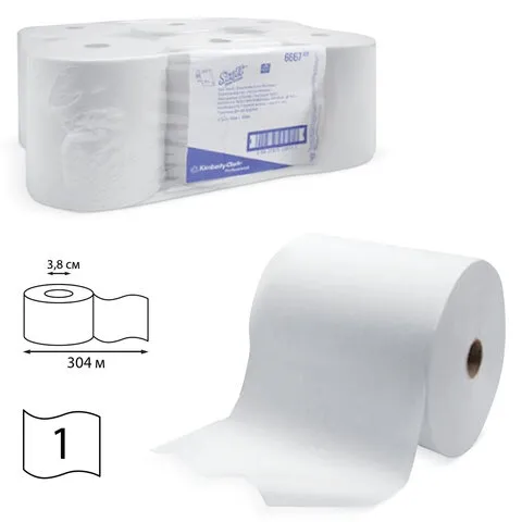 Полотенца бумажные рулонные KIMBERLY-CLARK Scott, 304 м, белые, диспенсер 601536, 66