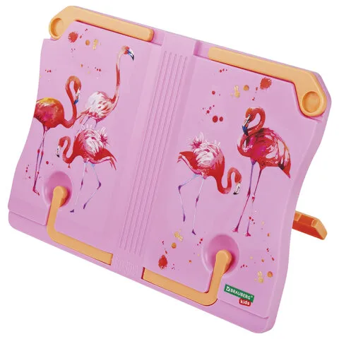 Подставка для книг и учебников BRAUBERG KIDS "Flamingo", регулируемый угол наклона, прочный ABS-плас