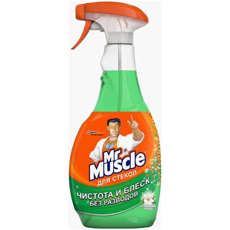 Средство для мытья стекол Mr.Muscle с нашатырным спиртом "Утренняя роса", 500мл, с курком