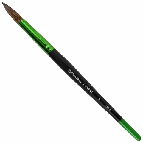 Кисть из ворса пони №9, BRAUBERG PREMIUM, 200988