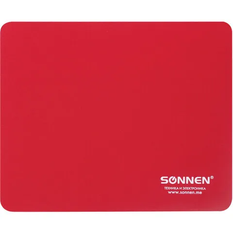 Коврик для мыши SONNEN "RED", резина + ткань, 220х180х3 мм, 513306