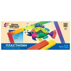 Пластилин детский ЛУЧ "Школа творчества", 12 цветов, 240 г, картонная упаковка, 29С 1763-08