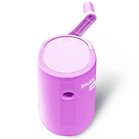 Точилка механическая BRAUBERG KIDS, для простых и цветных карандашей, корпус лавандовый, крепление к