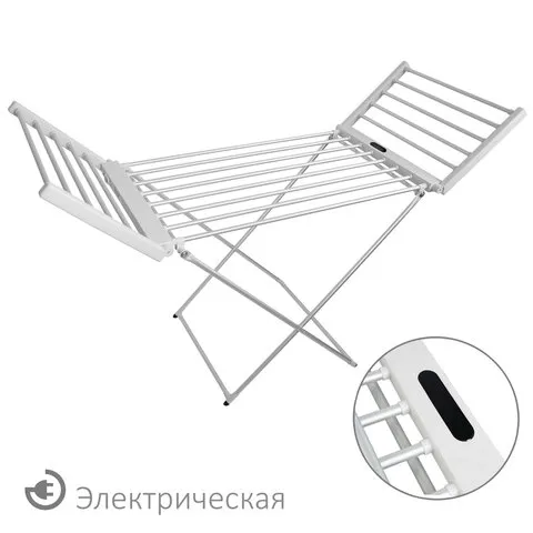Сушилка для белья напольная, электрическая, раскладная, 3 зоны сушки, алюминиевая, таймер/регулировк