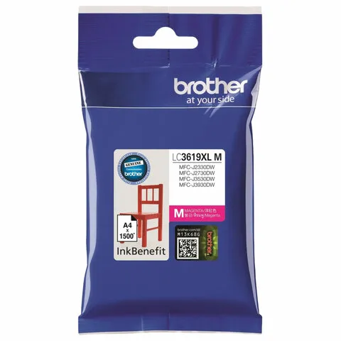 Картридж струйный BROTHER (LC3619XLM) для MFC-J3530DW/J3930DW, пурпурный, оригинальный, ресурс 1500 