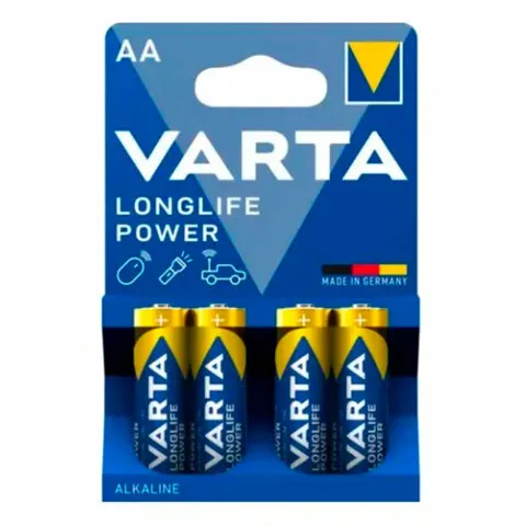 Батарейки алкалиновые "пальчиковые" КОМПЛЕКТ 4 шт., VARTA LONGLIFE POWER, АА (LR6, 24А), блистер, 49