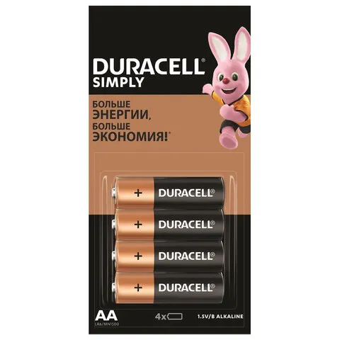 Батарейки DURACELL Simply, AA (LR06, 15А), алкалиновые, пальчиковые, 1 ШТ