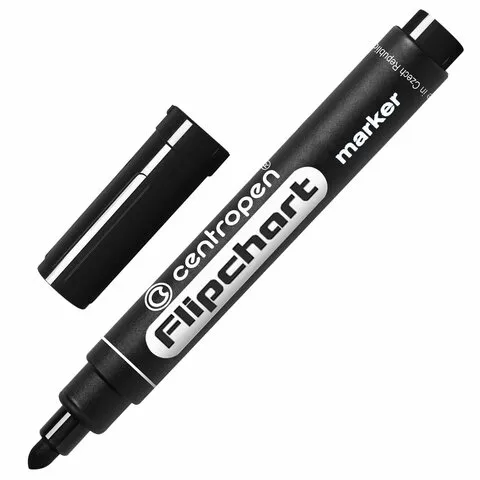 Маркер для флипчарта CENTROPEN, НЕПРОПИТЫВАЮЩИЙ, ЧЕРНЫЙ, круглый наконечник, 2,5 мм, 8550/1Ч
