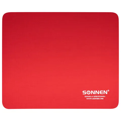 Коврик для мыши SONNEN "RED", резина + ткань, 220х180х3 мм, 513306