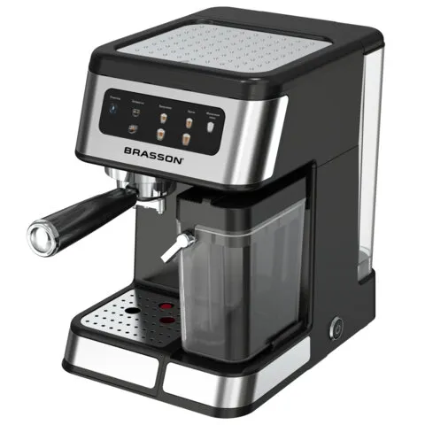 Кофеварка рожковая со встроенным капучинатором BRASSON (БРАССОН) CM-1830, 4 напитка, дисплей, 1,6 л,