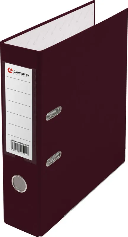 Папка-регистратор Lamark PP 80мм бордовый, металл.окантовка, карман, собранная